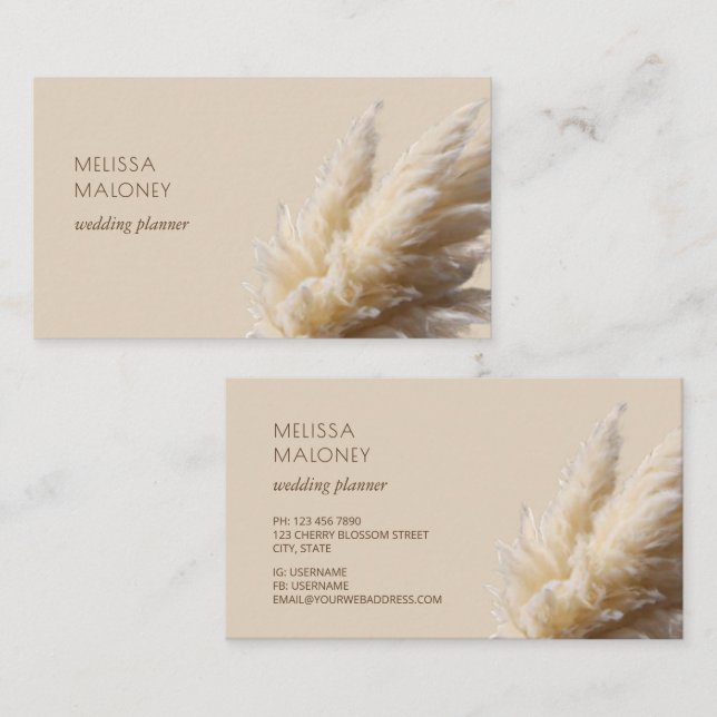 Pampas Grass Photo Realistic  Business Card (Front/Back)