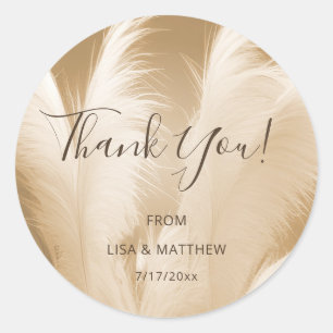 Pampas Grass Photo Thank You Classic Round Sticker