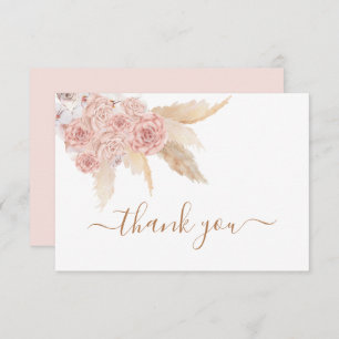 Pampas Grass Pink boho merci Note Cartes