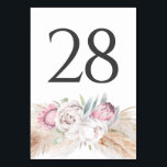 Pampas Grass Pink Flora Wedding Table Number Cards<br><div class="desc">Pink king proteas and pampas grass wedding table number cards</div>