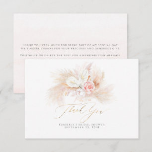 Pampas Grass Pink Floral Small Thank You Card