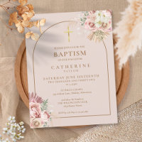 Pampas Grass Pink Gold Arch Baptism Christening
