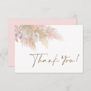 Pampas Grass pink thank you Card