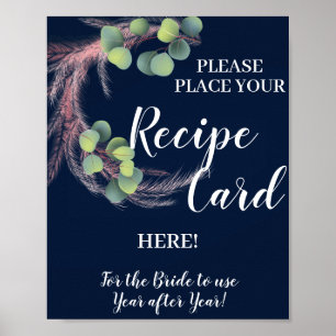 Pampas Grass  Place Recipe Card Bridal Shower Poster
