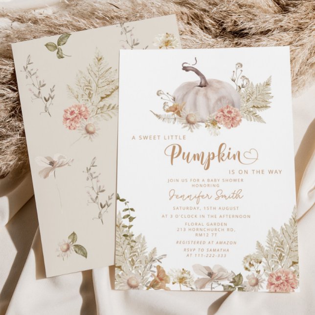 Pampas grass pumpkin baby shower Invitation (Creator Uploaded)