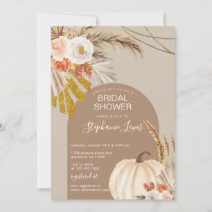 Pampas Grass Pumpkin Bridal Shower Invitation