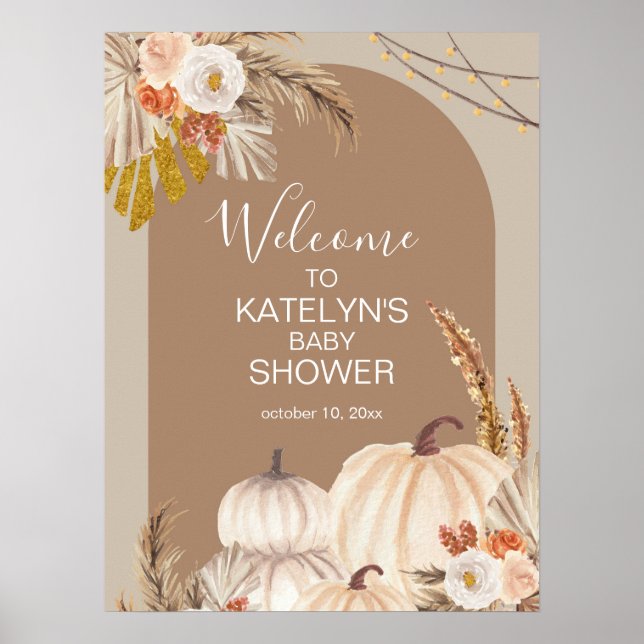 Pampas Grass Pumpkin Welcome Sign (Front)