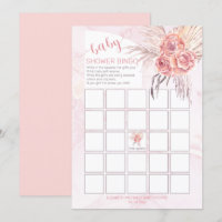 Pampas Grass | Rose Blooms Baby Shower Bingo Card