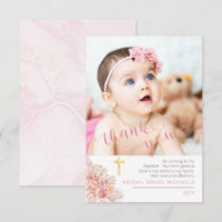 Pampas Grass | Rose Blooms Baptism Photo Thank You