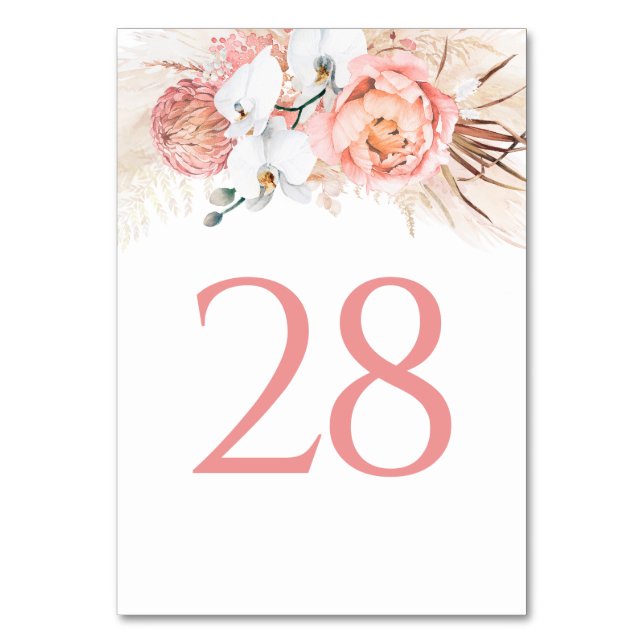 Pampas Grass rose Floral Tableau Numéro Cartes (Par défaut)