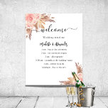 Pampas grass rose floral wedding program timeline poster<br><div class="desc">A modern,  elegant wedding program,  timeline.  A white background decorated with pampas grass and blush pink florals,  roses. Personalize and add your names and wedding details. Black coloured letters.  If you have more text it's possible to reduce the line space.</div>