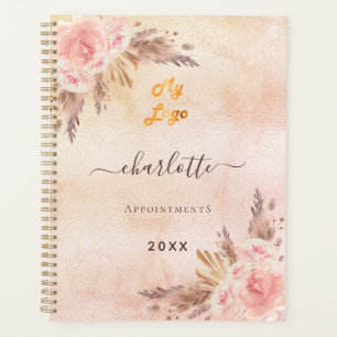 Pampas grass rose gold business logo QR Planner