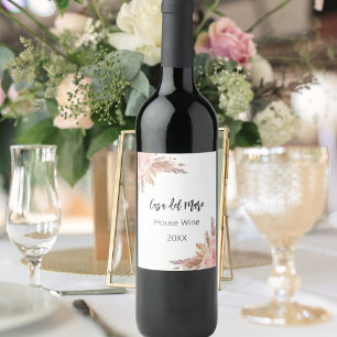 pampas grass rose gold house wine label