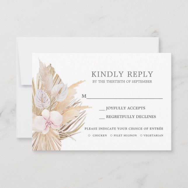 Pampas Grass RSVP mariage insérer carte (Devant)