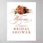 Pampas Grass Rust Terracotta Bridal Shower Welcome Poster<br><div class="desc">Pampas grass and rust terracotta flowers bridal shower welcome sign poster</div>