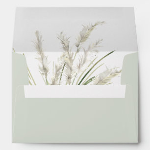Pampas Grass Sage Green Return Address Envelope