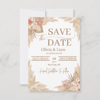 Pampas Grass Save The Date Wedding Invitation