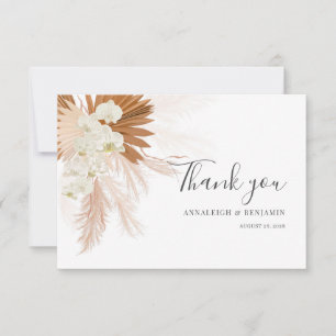 Pampas Grass Script Terracotta Wedding Thank You Card