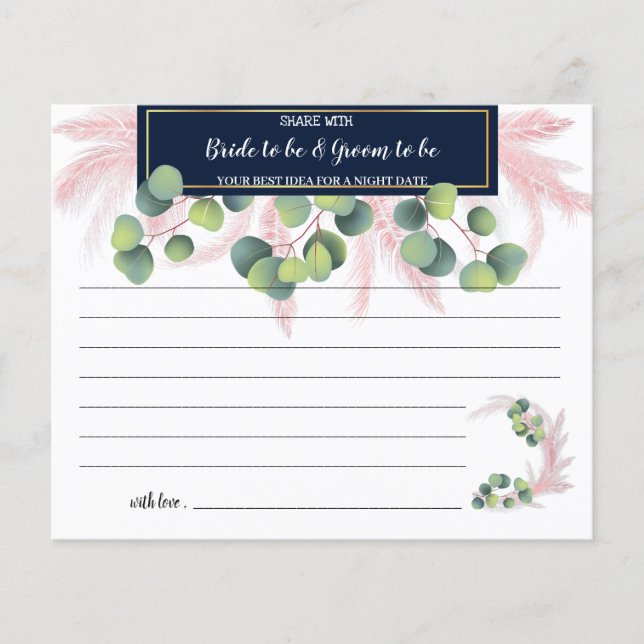Pampas Grass Share a Date Night Bridal Shower Card (Front)
