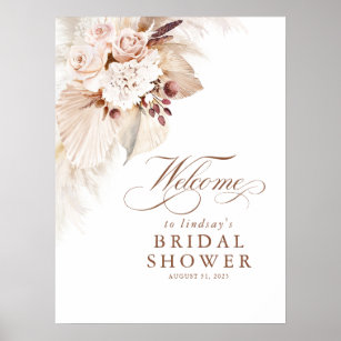 Pampas Grass Soft Floral Bridal Shower Welcome Poster