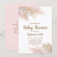 Pampas Grass Surprise Baby Shower Girl Invitation