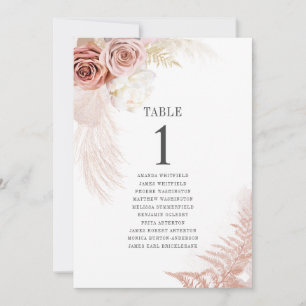 Pampas Grass Table Number 1 Wedding Seating Chart