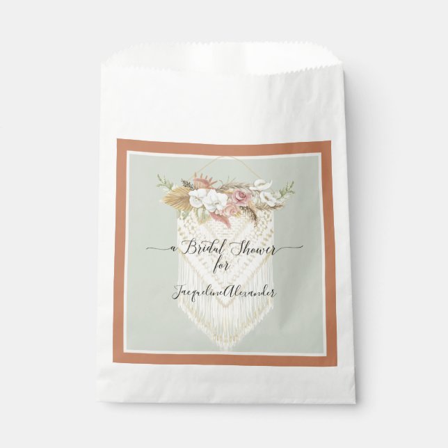 Pampas Grass Terra Cotta Floral Greenery Bridal Favour Bag (Front)