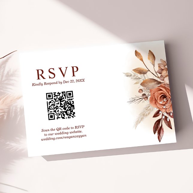 Pampas Grass Terra QR Code Mariage floral RSVP (Créateur téléchargé)