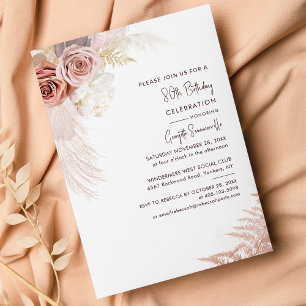 Pampas Grass Terracotta 80th Birthday Invitation