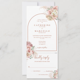 Pampas Grass Terracotta All In One Wedding Invitat Invitation