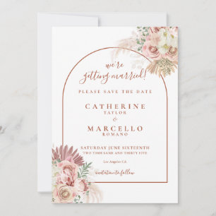 Pampas Grass Terracotta Arch Boho Wedding Save The Date