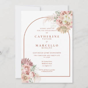 Pampas Grass Terracotta Arch Engagement Party Invitation