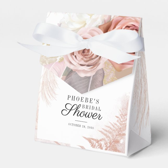 Pampas Grass Terracotta Botanical Bridal Shower Favor Box (Front Side)