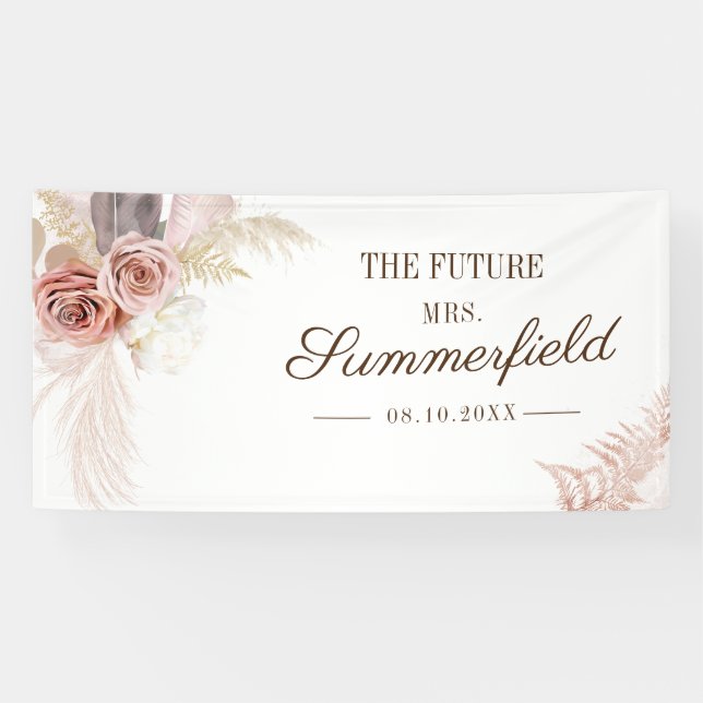 Pampas Grass Terracotta Bridal Shower Banner (Horizontal)