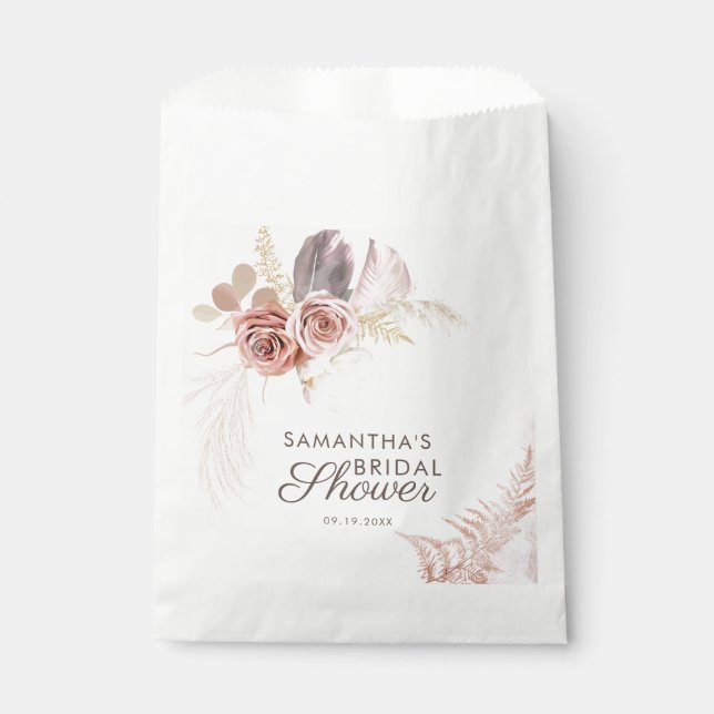 Pampas Grass Terracotta Bridal Shower Favour Bag (Front)
