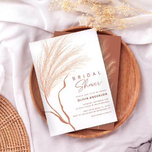 Pampas Grass Terracotta Bridal Shower  Invitation