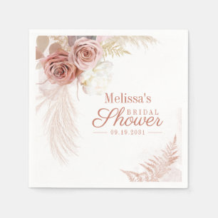 Pampas Grass Terracotta Bridal Shower Paper Napkin
