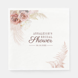 Pampas Grass Terracotta Bridal Shower Paper Napkin