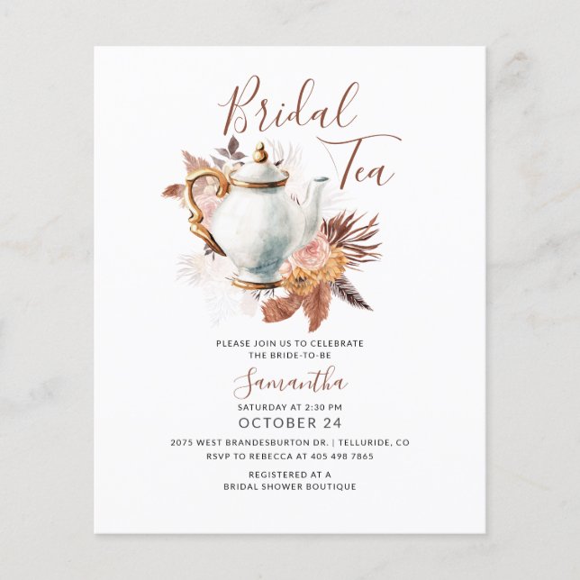 Pampas Grass Terracotta Bridal Tea Party Shower (Front)