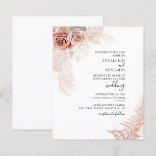 Pampas Grass Terracotta Chic Wedding Invitation