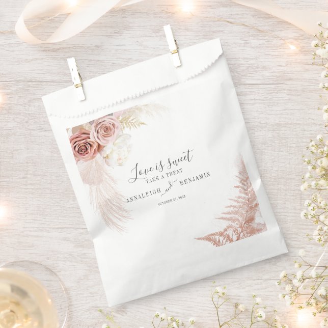 Pampas Grass Terracotta Desert Palm Script Wedding Favour Bag (Clipped)