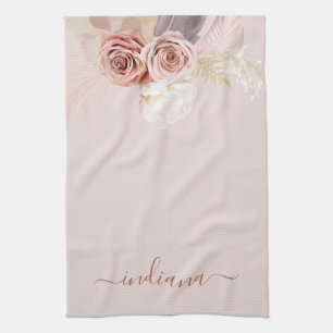 Pampas Grass Terracotta Dried Palms Floral Kitchen Towel