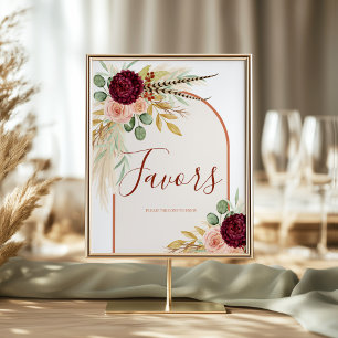Pampas Grass Terracotta Floral Favour Table Sign