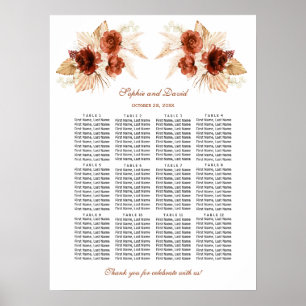 Pampas Grass Terracotta Floral Seating Chart