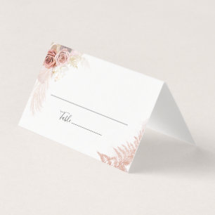 Pampas Grass Terracotta Floral Wedding Place Card