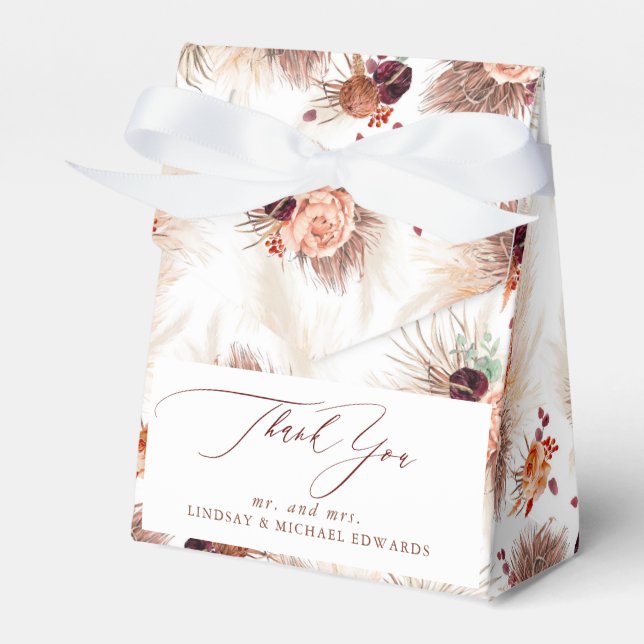 Pampas Grass Terracotta Flowers Tropical  Favor Box (Front Side)