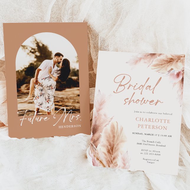 Pampas Grass Terracotta Photography Bridal Shower Invitation (Creator Uploaded)