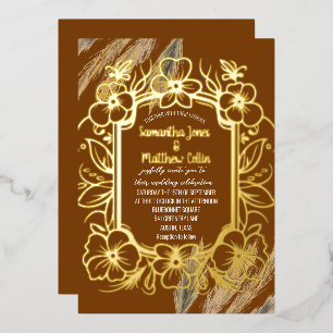 Pampas Grass Terracotta Rust Gold Foil Wedding
