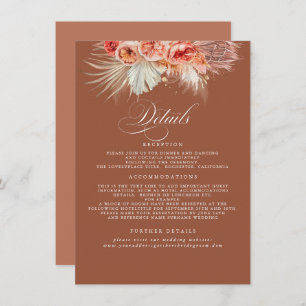 Pampas Grass Terracotta Rust Wedding Details Enclosure Card