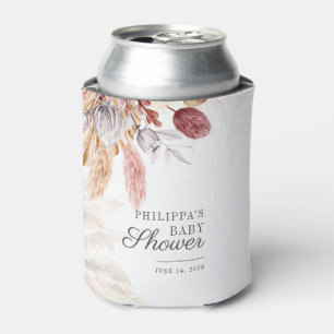 Pampas Grass Terracotta Script Baby Shower Can Cooler
